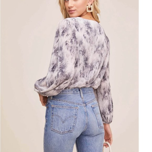 Astr Tie-Dye Blouse in Black and White - Picture 5 of 13